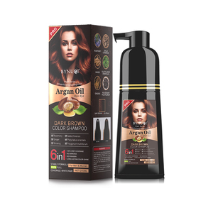 <span class=keywords><strong>Shampoing</strong></span> <span class=keywords><strong>Colorant</strong></span> Capillaire Non Allergène Sans Ammoniaque Permanent 6 en 1 Brun Foncé à l'Huile d'Argan Herbal pour Cheveux Noirs - Product Image 6