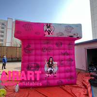 Tente gonflable rose avec souffleur, tente de stand gonflable mobile de concession