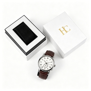 Minimalist Matte White Watch Box Lid and Base Rigid Gift Box with EVA Foam Insert Custom Luxury Watch Packaging Supplier - Product Image 2