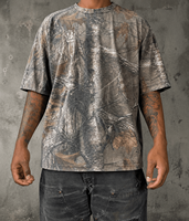 T-shirt graphique pour homme Hong Guan, été, coton biologique personnalisé, camouflage, col rond, coupe ample, manches courtes