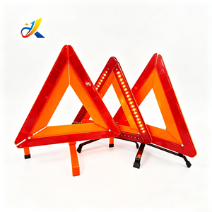 Triangle de signalisation routière LED rouge réfléchissant avec support métallique stable pour avertissement d'urgence en cas de panne de véhicule sur <span class=keywords><strong>autoroute</strong></span> - Product Image 1