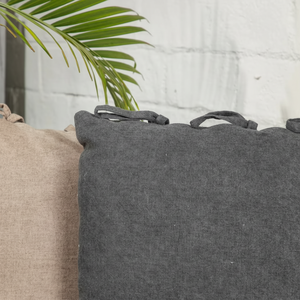 Tons européens modernes Taie d'oreiller décorative en lin de viscose 50x50cm Taille solide et personnalisée lavable pour l'espace de patio - Product Image 1