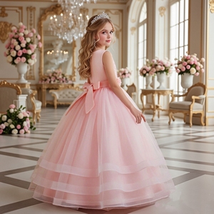 Robe de mariée longue style occidental pour fille, robe en tulle moelleux pour grande fille, pour 12 ans, robe de bal, robe de fête pour enfants - Product Image 6