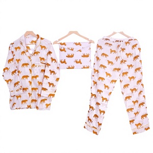 Conjunto de Camiseta y Pantalón de Algodón Transpirable de Secado Rápido para Mujer, Estampado Indio, Cuello en V, Manga Larga, Verano, Cintura Alta - Product Image 1