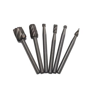 Juego de 6 fresas rotativas de acero de alta velocidad para amoladora eléctrica, accesorio para bricolaje, carpintería, lijado, recorte, tallado de madera y fresado. - Product Image 1