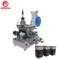 Machine d'étiquetage semi-automatique pneumatique haute précision Dingchi 360° pour bouteilles de vin et canettes en papier, multi-tension (220V/110V) avec PLC