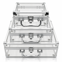 Portable Transparent Cadre En Aluminium Valise avec Poignée et Serrure pour L'affichage De Bijoux