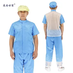 Fermeture à glissière bleu marine personnalisée usine antistatique esd manteau pantalon vêtements de travail