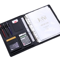 Porte-documents spirale A4 multifonctionnel en similicuir PU de luxe à couleur changeante, avec calculatrice intégrée – Idéal comme cadeau