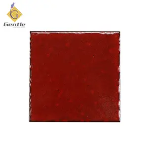 Telha decorativa de arte vermelha 156x156mm, molde de cozinha, variação de cores artesanal