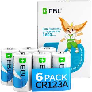 For EBL <b>CR123A</b> 6-Pack 123 3V Lithium High-Power <b>Batteries</b> 1600mAh Compatible with CR17345 CR17335 for Home Appliances Model AA - Product Image 1