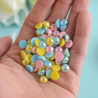Perles demi-rondes à dos plat en plastique avec strass en vrac pour appliques décoratives Vente en gros