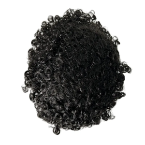 Prothèse capillaire pour hommes 16mm, <span class=keywords><strong>cheveux</strong></span> Remy <span class=keywords><strong>bouclés</strong></span> crépus, avec base en PU à peau fine et ligne de <span class=keywords><strong>cheveux</strong></span> naturelle, perruque en silicone - Product Image 3