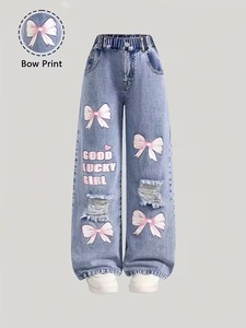 Nuovi Jeans Primaverili/Autunnali per Ragazze, Pantaloni Larghi Casual a Gamba Dritta per Bambine Più Grandi, Eleganti e Versatili - Product Image 5