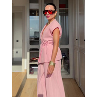 Ensemble décontracté sexy à manches courtes et col en V, nouveau design tendance, style européen et américain, pour l'été, vente en gros