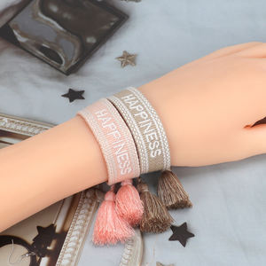 Lettere personalizzate con nome personalizzato bracciale tessuto tessuto moda regolabile nappa amicizia braccialetti per le donne regalo - Product Image 3
