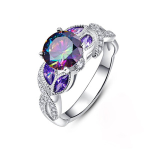 Anello con Gemma Ovale a Goccia Colorata per Donne, Elegante Gioiello da Dito alla Moda - Product Image 1