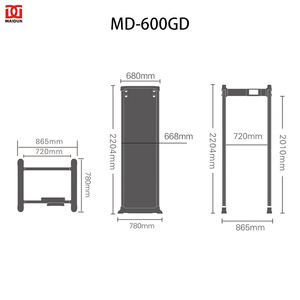 Trạm an ninh hiệu suất cao đa khu vực máy dò kim loại có thể điều chỉnh độ nhạy cao di động đi bộ qua máy dò kim loại - Product Image 6