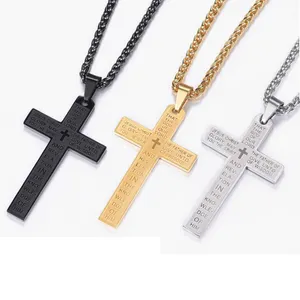 stainless steel Collar de la cruz black silver gold choker pendent religion cross necklace for couples