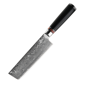 Premium Damascus Pattern Nakiri Vegetable <b>Knife</b> Black Handle With Colorful Ring Sharp Stainless Steel Kitchen <b>Knife</b> For <b>Slicing</b> - Product Image 1