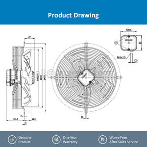 Ventilador Axial de Refrigeración para Compresor de Aire Acondicionado ebmpapst S4E400-AP05-38, 400 mm, 230 V CA, 188/270 W, 0.83/1.20 A, Eléctrico, ODM - Product Image 4
