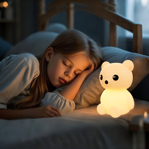 Mini lampe de nuit en silicone en forme de lapin, commande tactile, changement de couleur blanc, alimentée par batterie, lampe décorative, 130mm, 92g - Product Image 3