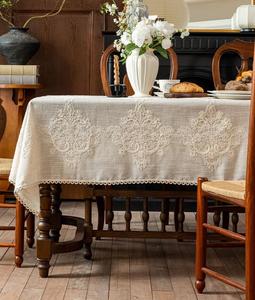 Mantel Rectangular Bordado <span class=keywords><strong>de</strong></span> Algodón y Lino Vintage <span class=keywords><strong>Francés</strong></span> Yongho, con Borlas, <span class=keywords><strong>de</strong></span> Lujo, para Bodas <span class=keywords><strong>de</strong></span> Alta Gama - Product Image 3