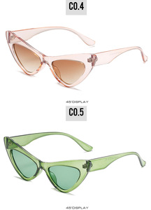 Lunettes de soleil unisexe rétro petit cadre œil de chat vert populaire triangle couleur bonbon lentilles dames filles nouvelle tendance Logo personnalisé PC - Product Image 5