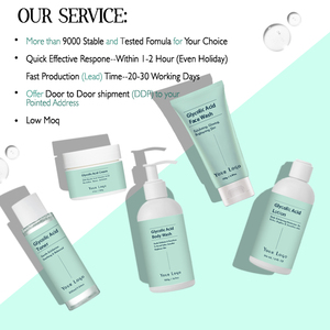 Set de Cuidado de la Piel Vegano con Ácido Glicólico de Marca Propia, Rejuvenecedor, Orgánico, Natural, Exfoliante, Lavado Facial y Corporal, Tónico, Humectante, Loción - Product Image 2