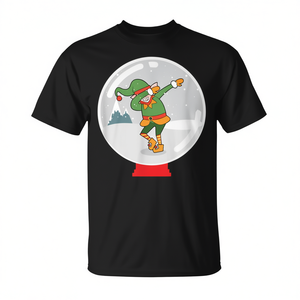 T-shirt promotionnel pour enfants avec motif de lutin dansant dans une boule de neige de Noël - Product Image 2