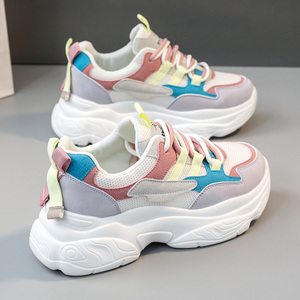 2026 New Colored Women's Autumn Mesh Breathable Increase Thick Sole Versatile Casual Sports Loafers Lace-up <b>Shoes</b> - Product Image 2