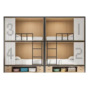 Современная Капсульная кровать для взрослых с железным металлическим каркасом, двухъярусные кровати для общежитий - Product Image 3