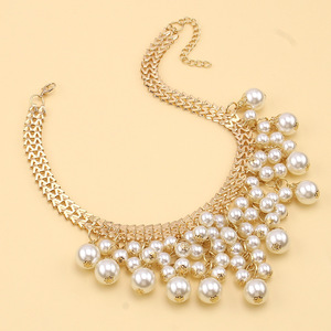 สร้อยคอจี้มุกทองคำประดับมุกเทียมพู่ห้อยดีไซน์เรขาคณิตสำหรับงานปาร์ตี้ เครื่องประดับแฟชั่น ผลิตจากเมืองอี้หวู่ - Product Image 2