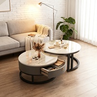 Nouvelle table basse double moderne et élégante en verre imitation marbre et ardoise pour l'ameublement de la maison