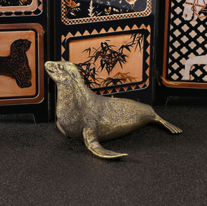 アンティークスタイル真鍮アシカオーナメント海洋生物モデル展示イルカ工芸品ギフト & 収集品 - Product Image 5