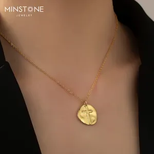 Minstone colar personalizado, colar banhado a prata/ouro, jóias para mulheres, simples, cruz, gargantilha, mini, antigo, pirâmide, pingente, colar