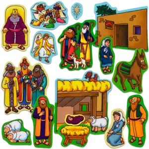 初学者圣经16件套学习教育升华婴儿耶稣预支法兰绒儿童诞生毡板