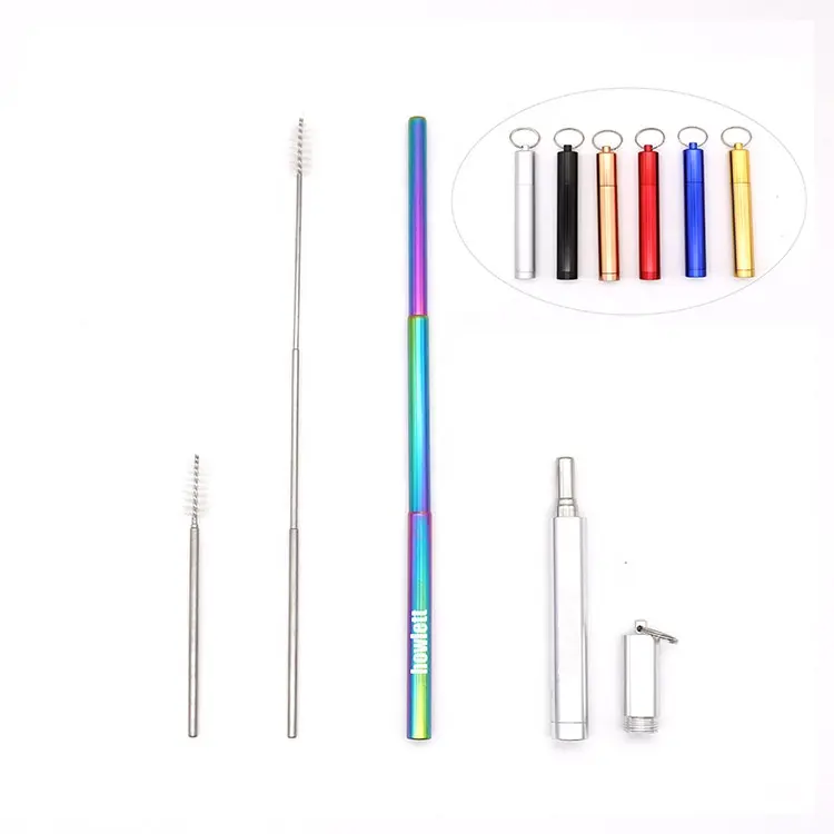newest and the most popular reusable eco-friendly telescopic collapsible stainless steel portable straw set