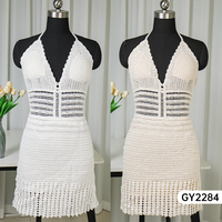 Robe de plage en crochet 100% coton ajourée, 1 pièce, pour femmes