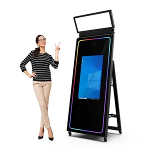 Metal Shell Smart Slim Miami Selfie Magic Glass Mirror Kiosk 3 Photobooth And Printer Machine Flight Case 65 Inch With Camera P