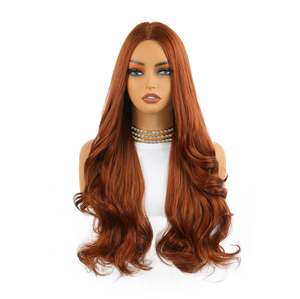 Le parrucche in fibra sintetica resistente alle alte temperature sono adatte alle donne. Sono di colore dorato, con capelli ondulati e una rete a forma di rosa. - Product Image 6