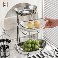 Plateau à fruits simple, plateau à fruits en céramique de luxe à plusieurs étages, plateau à bonbons plaqué argent, vente en gros
