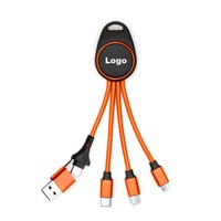 Porte-clés 5 en 1 avec câble USB, gadgets lumineux LED, adaptateur de charge universel Type C, cadeau d'entreprise