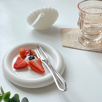 Souliers plats plats en céramique blanc unie, 8/6 pouces, simples, mignonnes, pour salade, Dessert, assiettes à dîner, 1 pièce