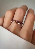 Ensemble de bagues sophistiquées en pierres naturelles, perles d'eau douce et tourmaline, à faible MOQ, bijoux superposés en pierres précieuses pour femmes, pour marques DTC