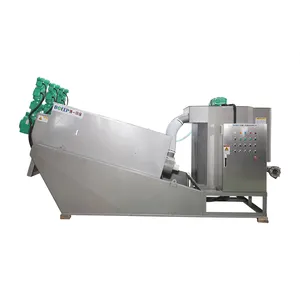 Low Wash Water Usage Stainless Steel Multi-disc Screw Press Sludge Dewatering Machine Municipal Waste Water Treatment Plant