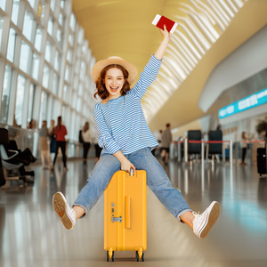 Zipper Travel PC Luggage Carry-ons for Travel <strong>Light</strong> <strong>Weight</strong> 20 Inch Carry-ons <strong>Suitcases</strong> Wide Telescoping Trolley Luggage - Product Image 3