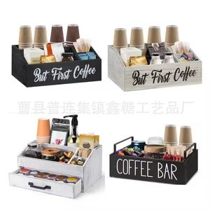 Wooden Storage <b>Box</b> With Compartments Rectangle Desktop Organizer For Coffee <b>Tea</b> Bags Office Neatening Storage - Product Image 4