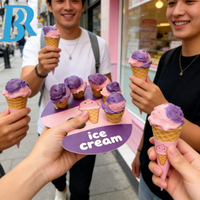 Plateau en carton jetable personnalisé pour glaces, anti-goutte, pour emporter, avec trous pour cornets et coupelles.
