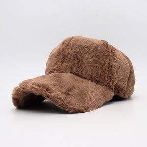 Casquettes de baseball ajustables en fausse fourrure pelucheuse avec broderie de logo personnalisé pour femmes, chaudes, pour le sport en plein air, tendance, toutes saisons - Product Image 2